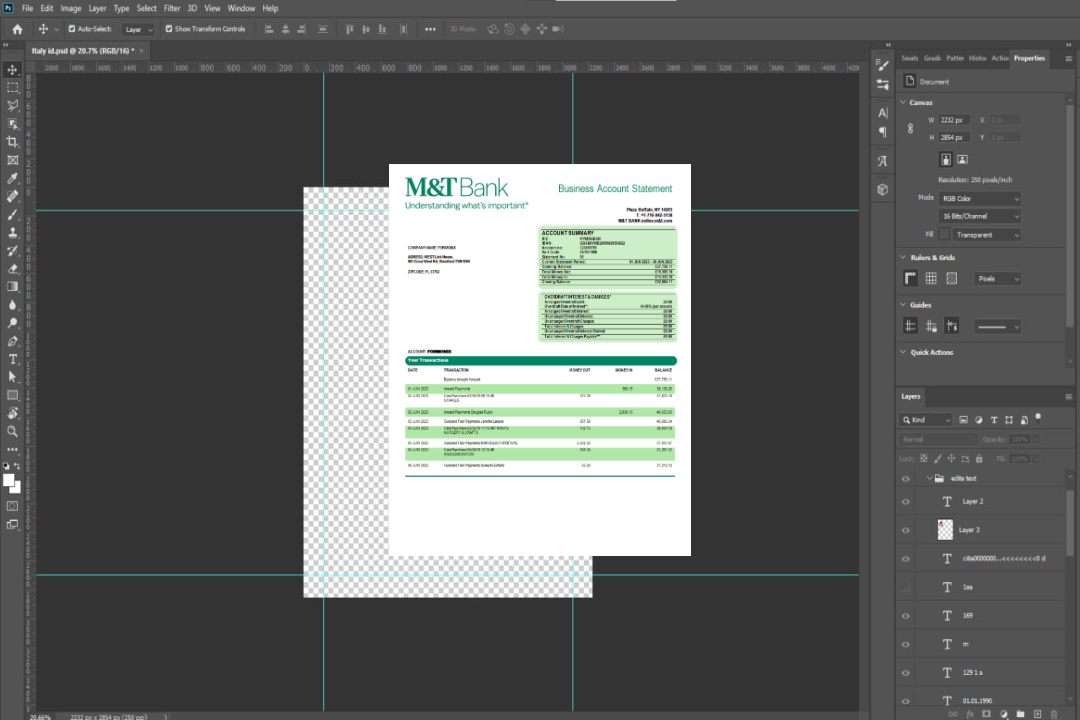 Modèle Word et PDF de déclaration d'entreprise de M&T Bank template